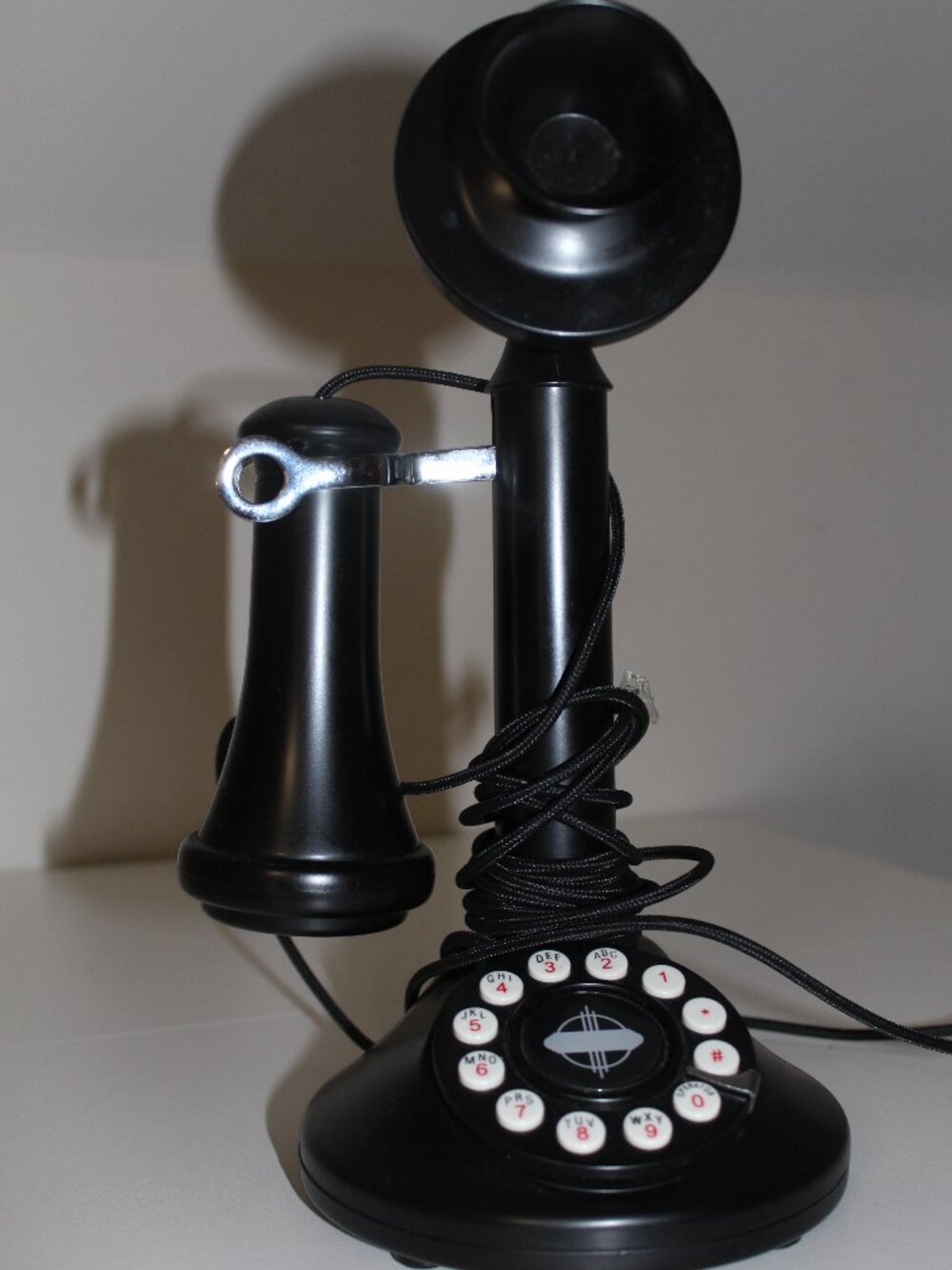 CROSLEY Candlestick Phone - CR64 Black Retro Push Button 1920's Tested Working